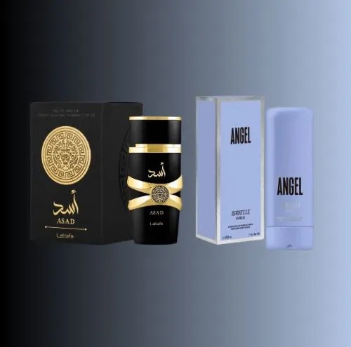 COMBO – Perfume Asad Perfume Lattafa – 100ml – Perfume Árabe + Creme Corporal Hidratante Angel 200ml Isabelle La Belle